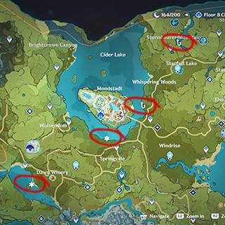 koi and pufferfish locations in Monstadt